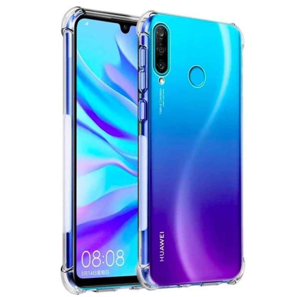Huawei P30 Lite Shock Absorbing Darbe Emicili Şeffaf Silikon Kılıf