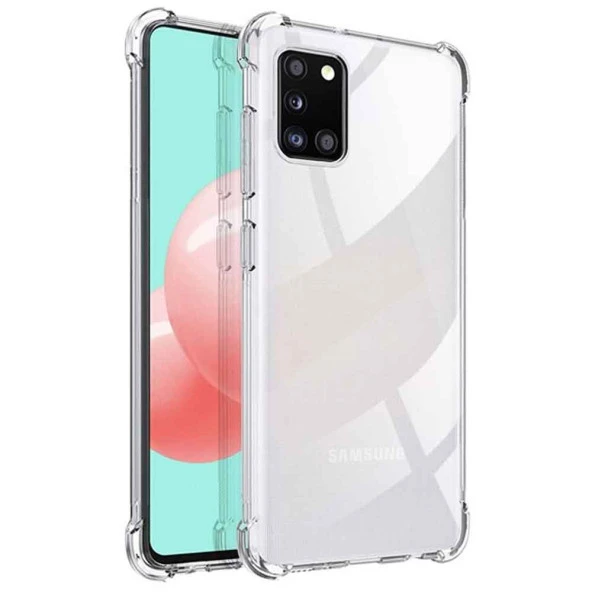 Samsung Galaxy A31 Shock Absorbing Darbe Emicili Şeffaf Silikon Kılıf ürün görseli 1