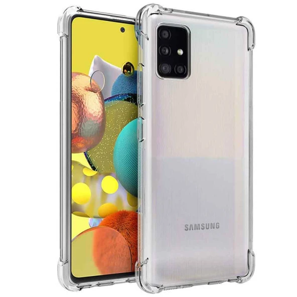 Samsung Galaxy A51 Shock Absorbing Darbe Emicili Şeffaf Silikon Kılıf - Resim 2