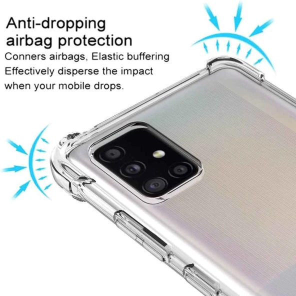 Samsung Galaxy A51 Shock Absorbing Darbe Emicili Şeffaf Silikon Kılıf - Resim 4