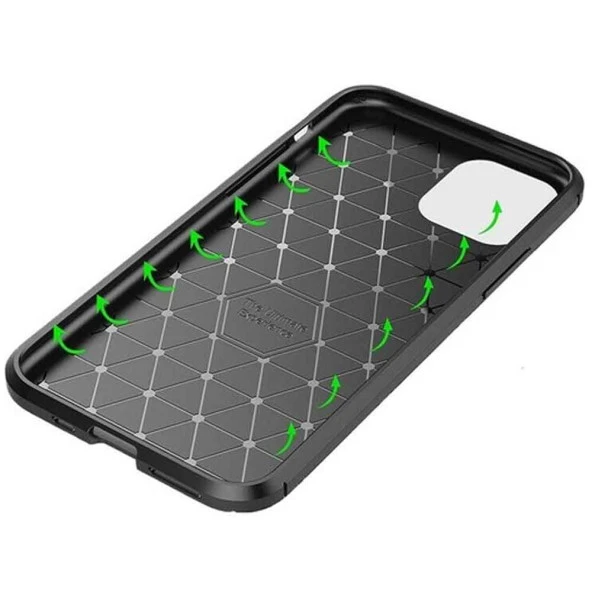 Apple Iphone 12 Mini Karbon Desenli Negro Silikon Kılıf - Resim 4