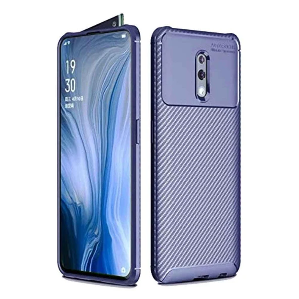 Oppo Reno Karbon Desenli Negro Silikon Kılıf - Resim 2