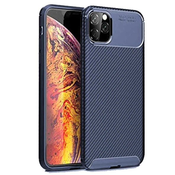 Apple iPhone 11 Pro Max Karbon Desenli Negro Silikon Kılıf - Resim 3