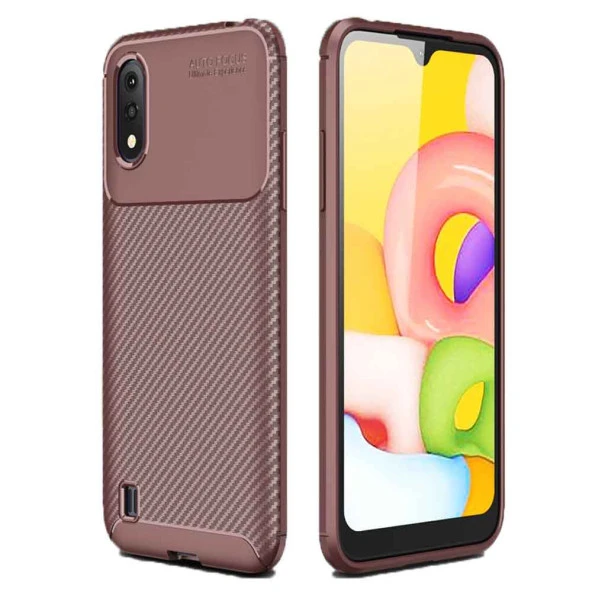 Samsung Galaxy A01 Karbon Desenli Negro Silikon Kılıf ürün görseli 1