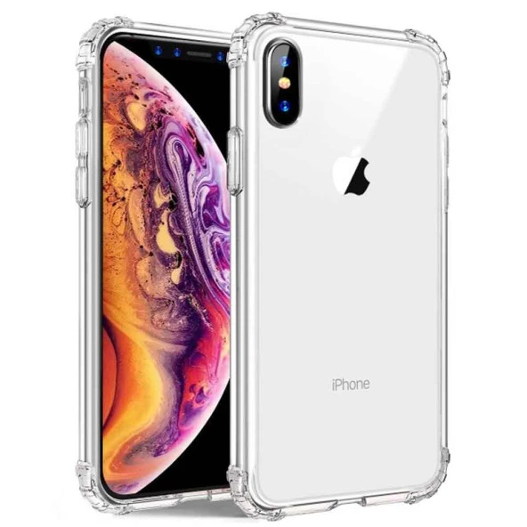 Apple IPhone XS Max Shock Absorbing Darbe Emicili Şeffaf Silikon Kılıf