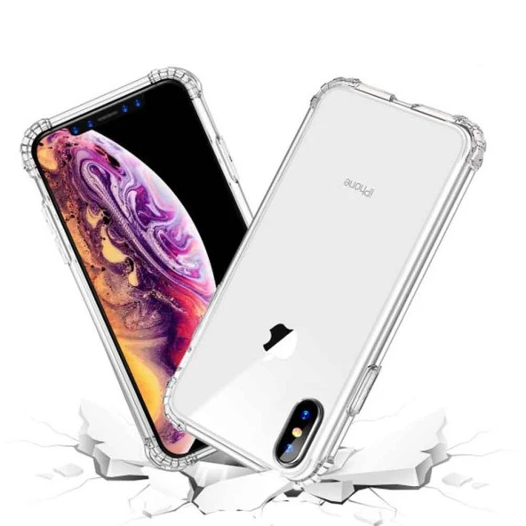 Apple IPhone X / XS Shock Absorbing Darbe Emicili Şeffaf Silikon Kılıf - Resim 4