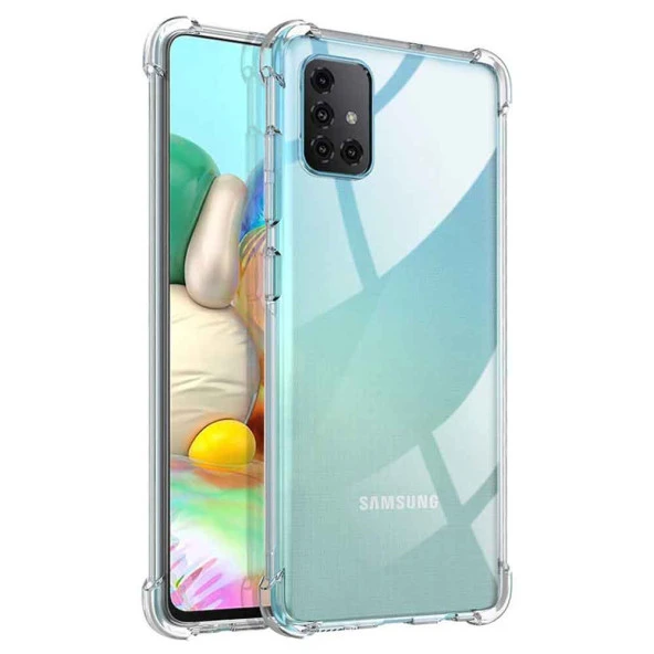 Samsung Galaxy A71 Shock Absorbing Darbe Emicili Şeffaf Silikon Kılıf ürün görseli 1