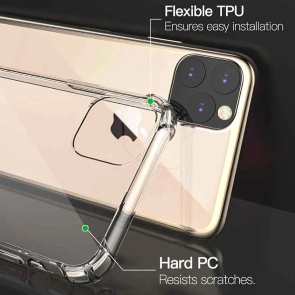 Apple IPhone 12 Pro Shock Absorbing Darbe Emicili Şeffaf Silikon Kılıf - Resim 3