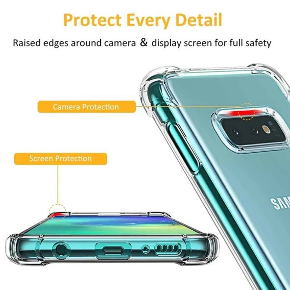 Samsung Galaxy S10 Shock Absorbing Darbe Emicili Şeffaf Silikon Kılıf - Resim 4