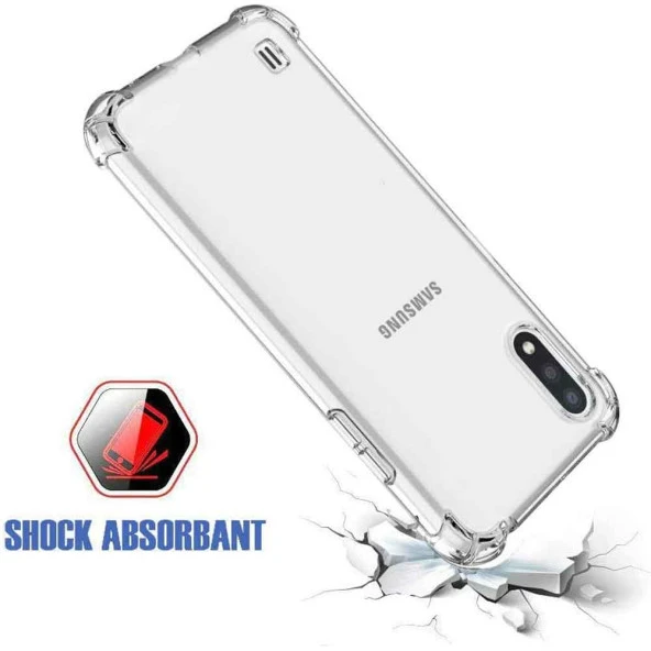 Samsung Galaxy A01 Shock Absorbing Darbe Emicili Şeffaf Silikon Kılıf - Resim 2