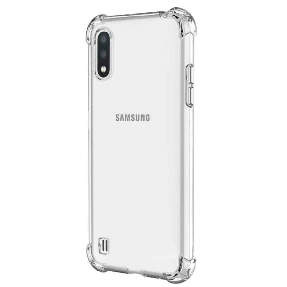 Samsung Galaxy A01 Shock Absorbing Darbe Emicili Şeffaf Silikon Kılıf - Resim 3