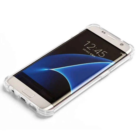 Samsung Galaxy S7 Edge Shock Absorbing Darbe Emicili Şeffaf Silikon Kılıf - Resim 2