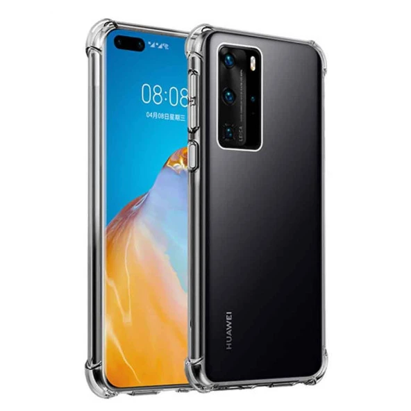 Huawei P40 Shock Absorbing Darbe Emicili Şeffaf Silikon Kılıf ürün görseli 1