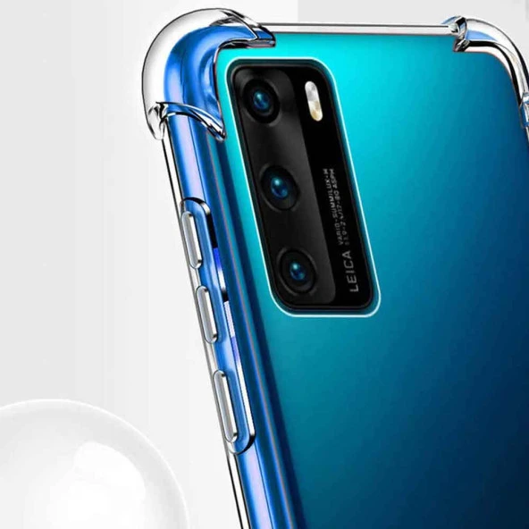 Huawei P40 Pro Shock Absorbing Darbe Emicili Şeffaf Silikon Kılıf - Resim 3
