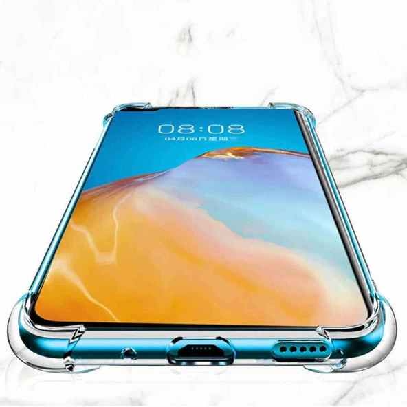 Huawei P40 Shock Absorbing Darbe Emicili Şeffaf Silikon Kılıf - Resim 4