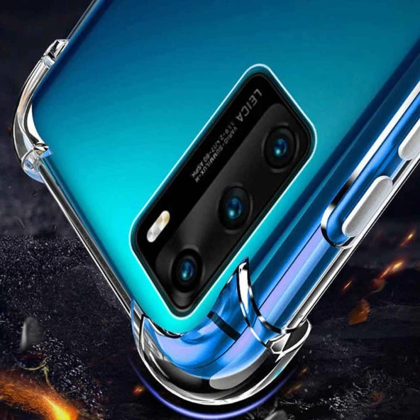 Huawei P40 Shock Absorbing Darbe Emicili Şeffaf Silikon Kılıf - Resim 5