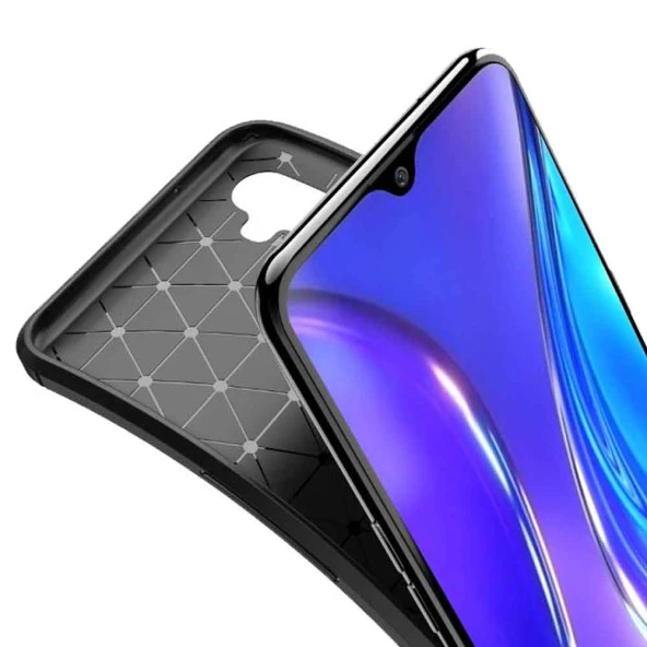 Realme XT Karbon Desenli Negro Silikon Kılıf - Resim 4