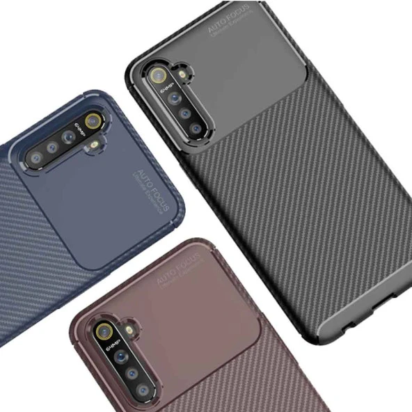 Realme XT Karbon Desenli Negro Silikon Kılıf - Resim 6