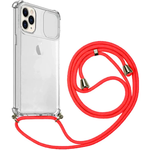 Apple iPhone 11 Pro İp Askılı Şeffaf Kamera Korumalı Kılıf - 4