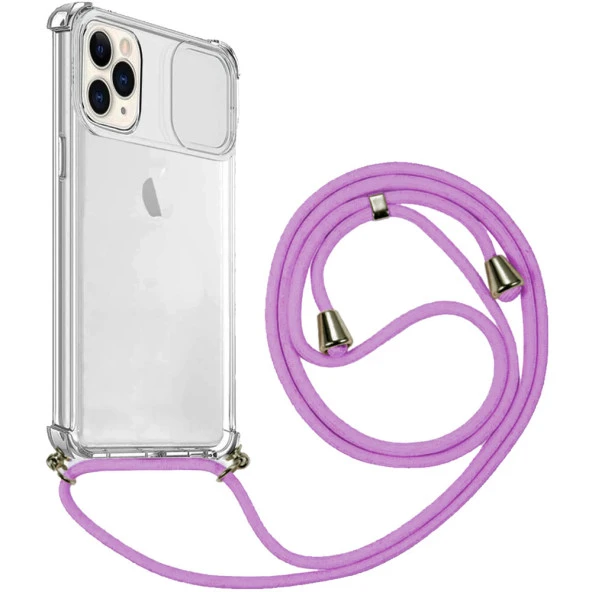 Apple iPhone 11 Pro İp Askılı Şeffaf Kamera Korumalı Kılıf - 5