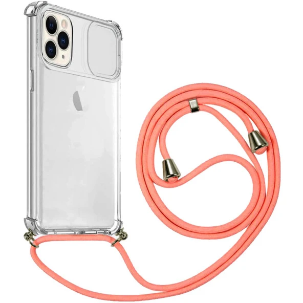 Apple iPhone 11 Pro İp Askılı Şeffaf Kamera Korumalı Kılıf - 7