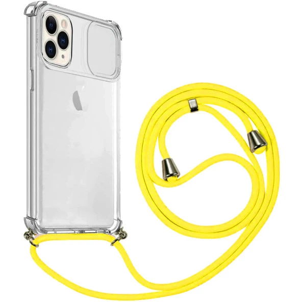 Apple iPhone 11 Pro İp Askılı Şeffaf Kamera Korumalı Kılıf - 8