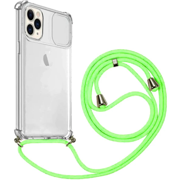Apple iPhone 11 Pro İp Askılı Şeffaf Kamera Korumalı Kılıf - 10
