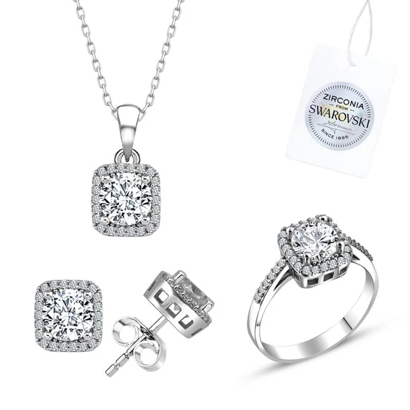 Gümüş Swarovski Zirconia Taşlı Set