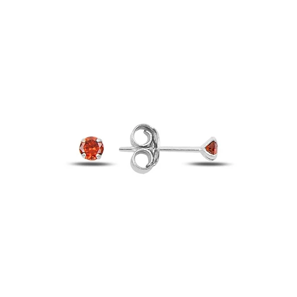 Gümüş 3mm Yuvarlak Zirkon Tektaş Küpe