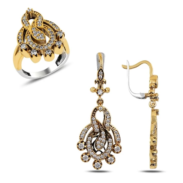 Gümüş Zirkon Taşlı Otantik Set - 1