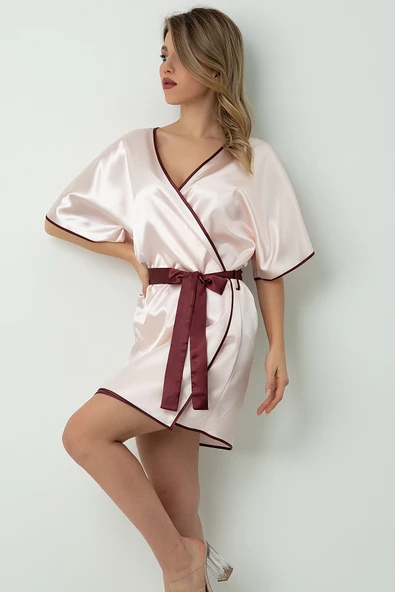 DoReMi Saten Kuşaklı Biye Detaylı Sabahlık - 5