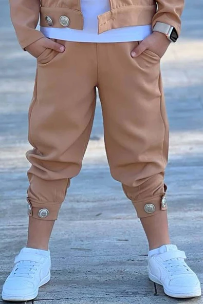 Erkek Çocuk Bisiklet Yaka Bluz ve Gümüş Düğme Detaylı Kahverengi Ceket Alt Üst Takım - Resim 9