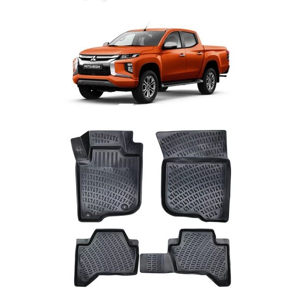 Rizline Mitsubishi L200 Tornado Paket 2019 Sonrası  3D Havuzlu Paspas Siyah