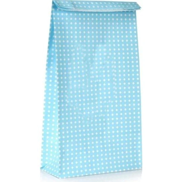 KAĞIT HEDİYE/KURABİYE PAKETİ - 25*15*16CM MAVİ PUANTİYE 10 ADET / PAKET
