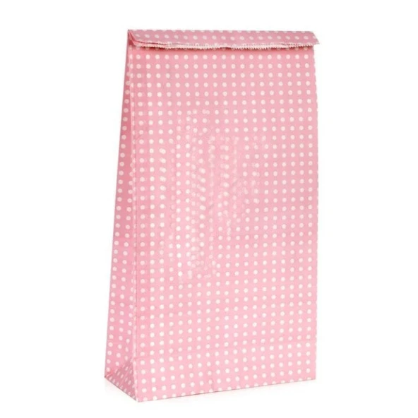 KAĞIT HEDİYE/KURABİYE PAKETİ - 25*15*16CM PEMBE PUANTİYE 10 ADET / PAKET