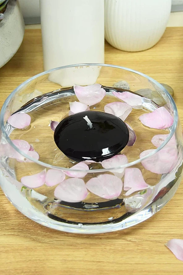 Float | Siyah 24 Adet Yüzen Mum | 4 Saat Yanan Tea Light Mum | Kokusuz Terapi Mumu - Resim 4