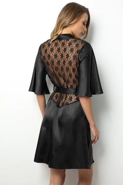 DoReMi Sırtı Dantelli Saten Sabahlık - Resim 12