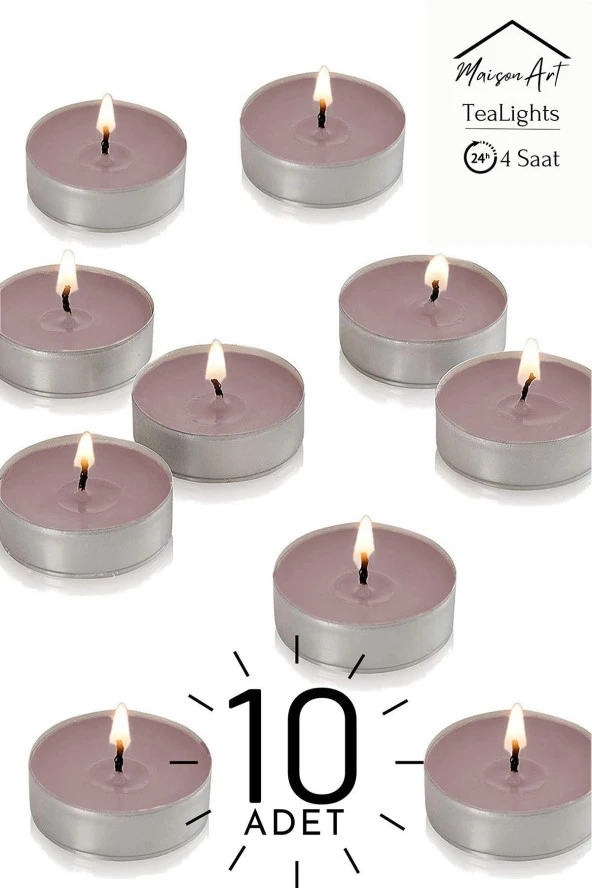 10 Adet | Tarçın Kokulu Tealight Mum | 4 Saat Yanar | Dekoratif Mumluk Mumu