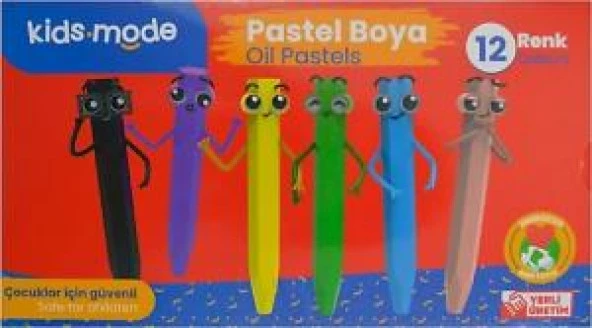 Kidsmode Yağlı Pastel Boya Yuvarlak 12 Renk