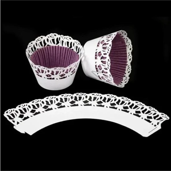 CUPCAKE KENAR DANTELİ - SEYREK GÜL BEYAZ - 10 ADET