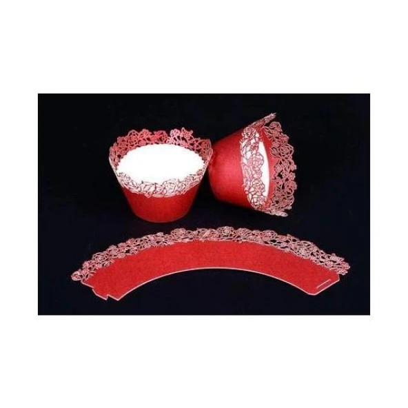 CUPCAKE KENAR DANTELİ - GÜL KIRMIZI