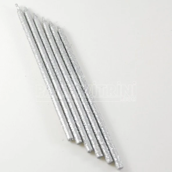 SİMLİ MUM 14CM GÜMÜŞ RENK 6'LI SET