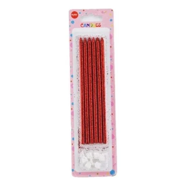 SİMLİ MUM 14CM KIRMIZI 6'LI SET