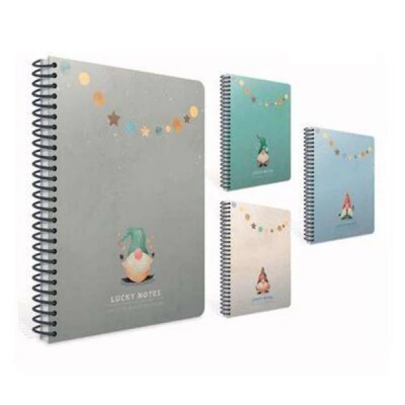 Gıpta Lucky Notes Spiralli Sert Kapak Defter 17x24 120 YP Çiz.
