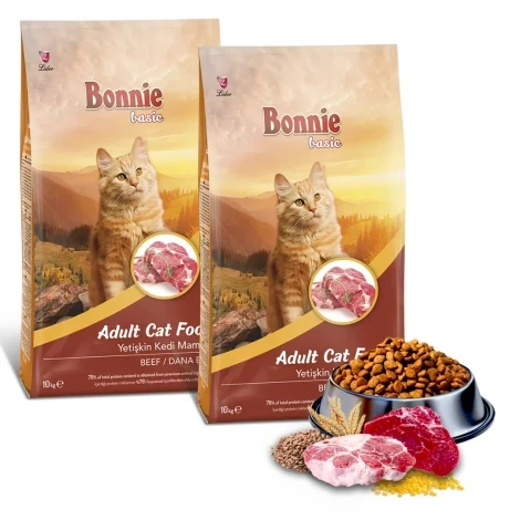 Bonnie Sığır Etli Yetişkin Kedi Maması 10 Kg x 2 Adet