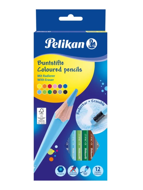 Pelikan Kuru Boya Kalemi Silgili 12 Li 700689