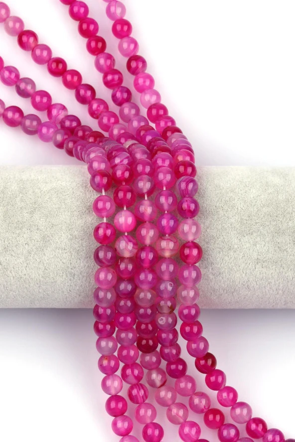 Pembe Akik Doğal Taş Dizi 8 mm Küre Kesim