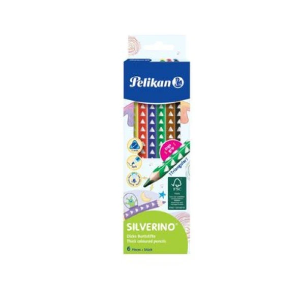 Pelikan Kuru Boya Kalemi Silverino Jumbo Üçgen 6 Lı 700610