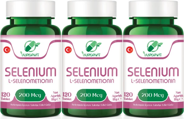 Yurdavit Selenium 200 Mcg Selenyum 3x120 Tablet L-Selenometionin
