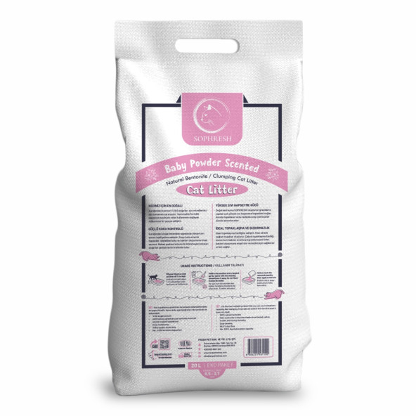 SOPHRESH BS250 Bebek Pudrası Topaklanan Kedi Kumu 20 Lt / Cat Litter - 2